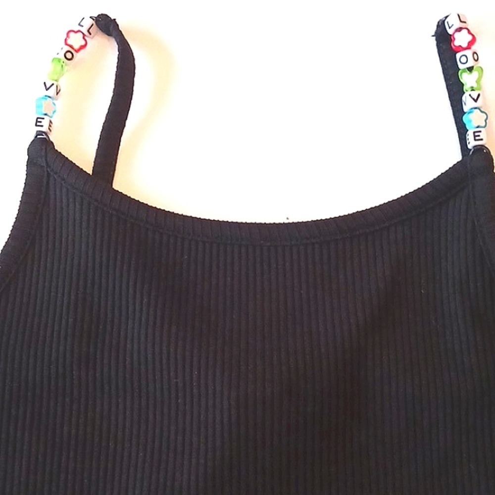 NWT Old Navy Cute Girl's Tank Top Uniquely Made Straps Black Size 8 Medium